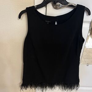 Talbots Black Sleeveless Blouse with Fringe